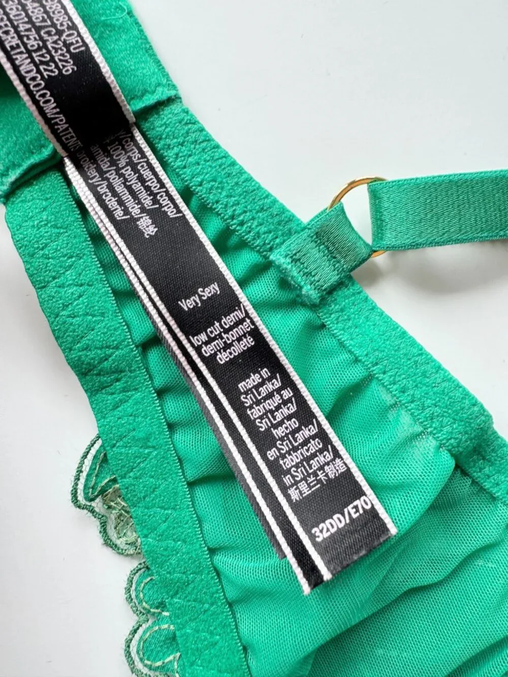 VICTORIA'S SECRET Ziggy Green Floral Embroidered Low Cut Demi Bra, Size 32DD - Picture 14 of 15